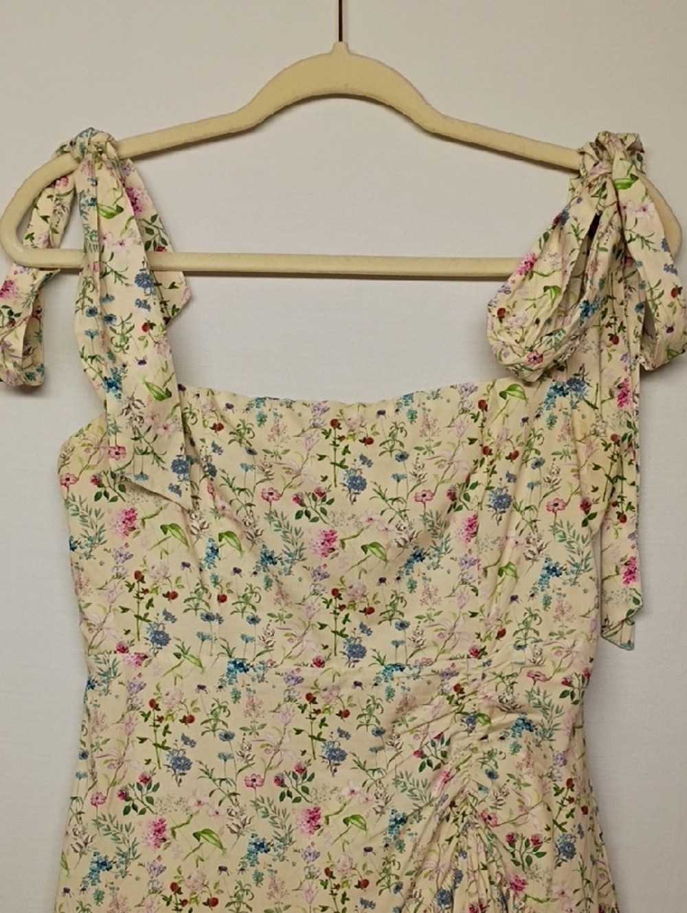 Cream Floral Tie-Shoulder Sundress - Picture 3 of 13